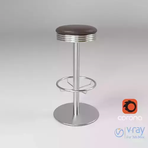 Metal Bar Stool with Leather Seat