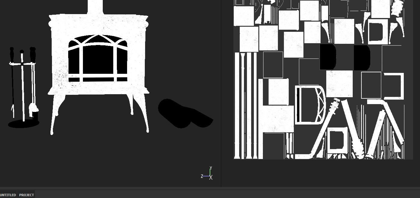 Fireplace and Logs and Equipment  Low-poly 3D model_9