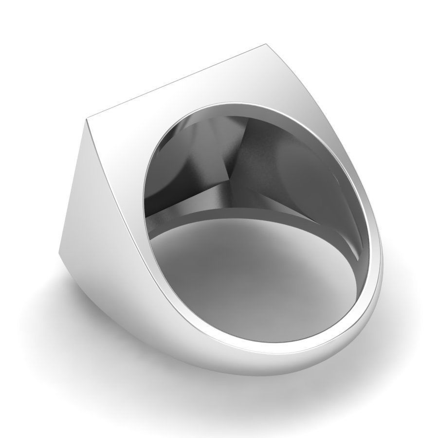 Signet rings set SQUARE top 3D print model_4
