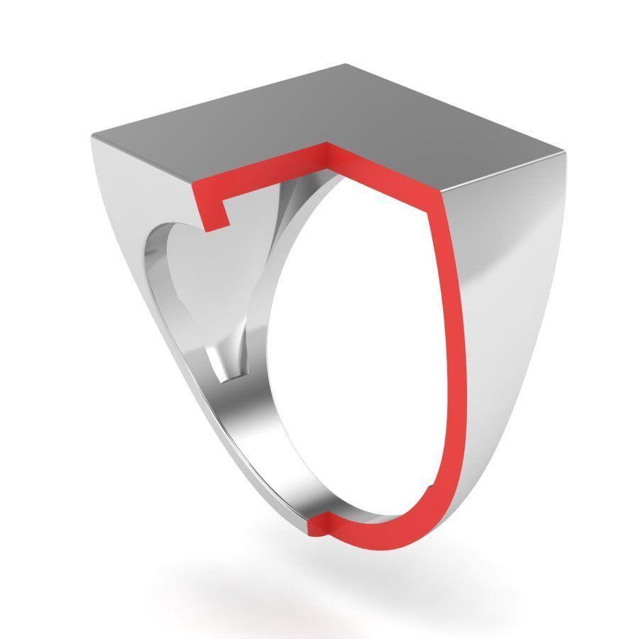 Signet rings set SQUARE top 3D print model_7