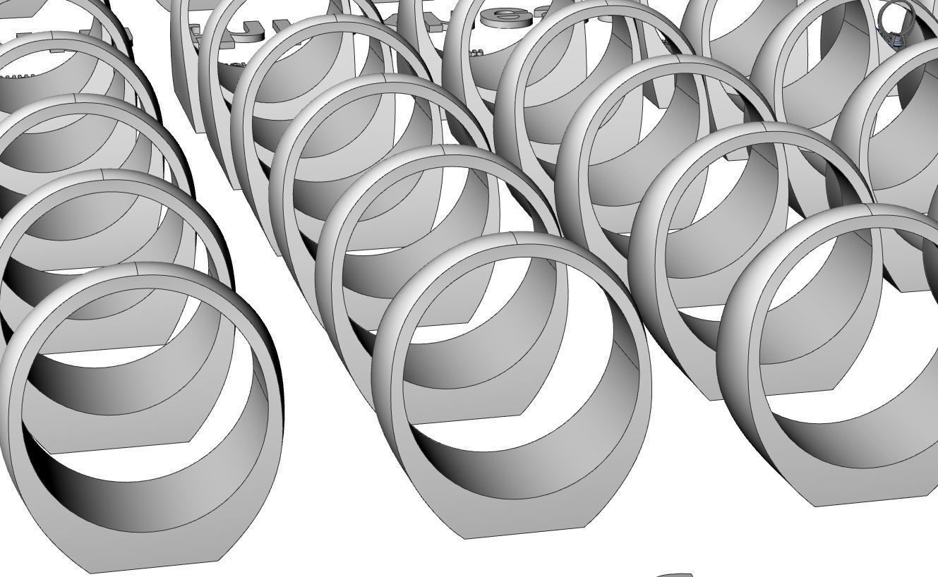 Signet rings set SQUARE top 3D print model_15