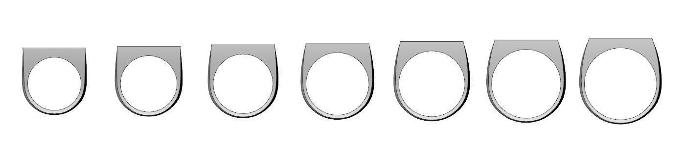 Signet rings set SQUARE top 3D print model_12