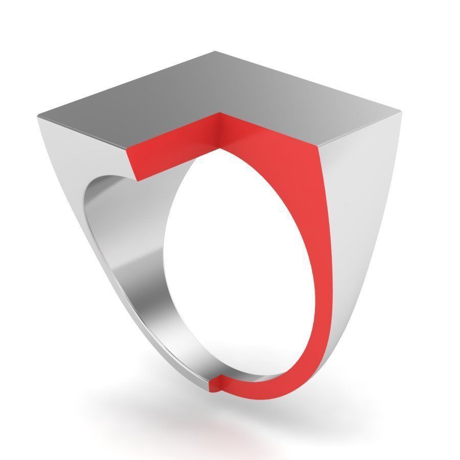 Signet rings set SQUARE top 3D print model_8