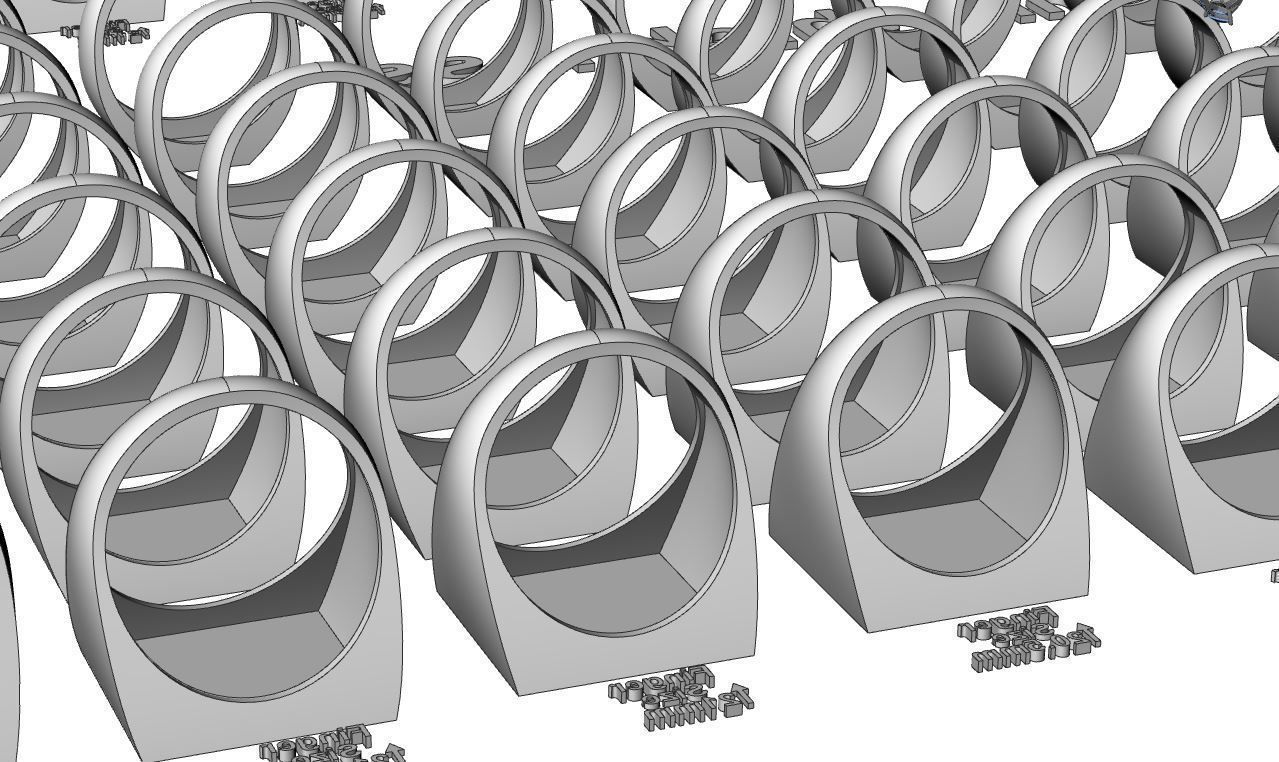 Signet rings set SQUARE top 3D print model_14