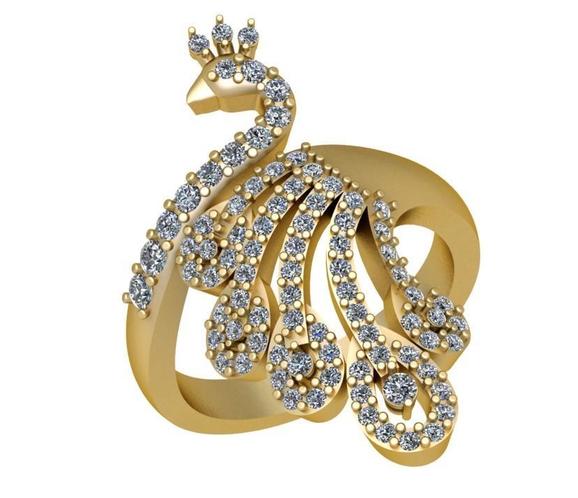 Peacock jewelry diamond 3D print model_3