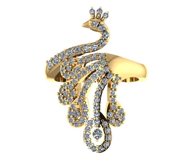 Peacock jewelry diamond 3D print model_6