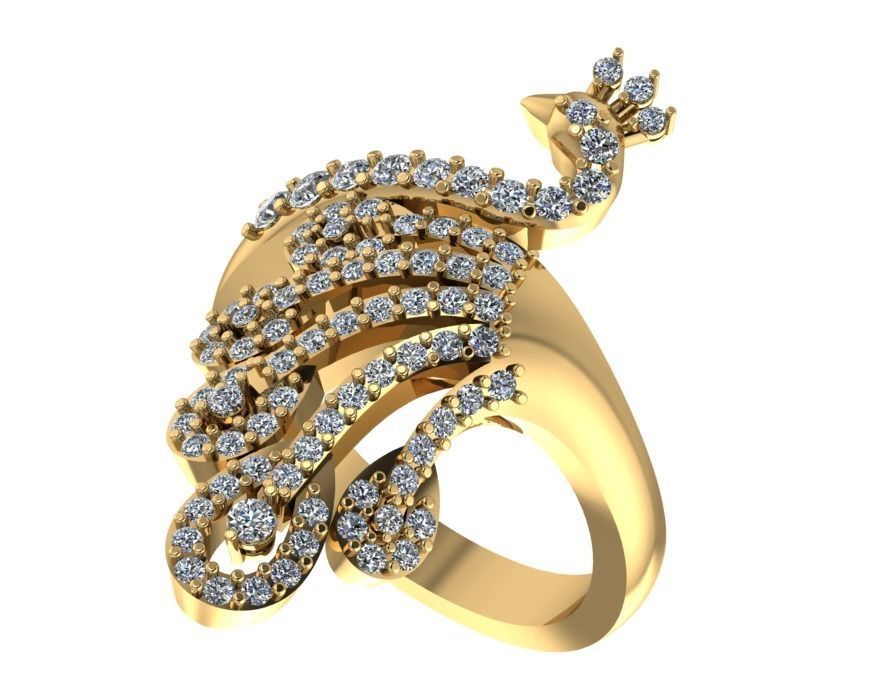 Peacock jewelry diamond 3D print model_1
