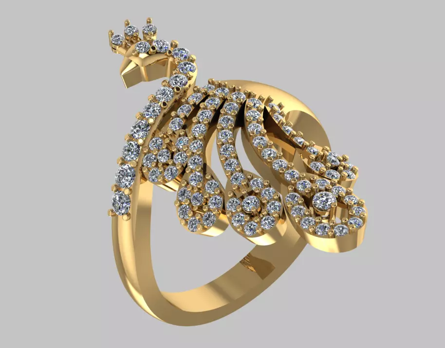 Peacock jewelry diamond 3D print model_0