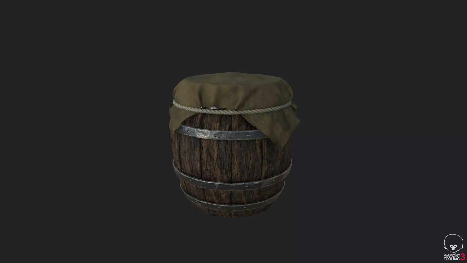 Medieval Barrel PBR Low Poly Low-poly 3D model_0