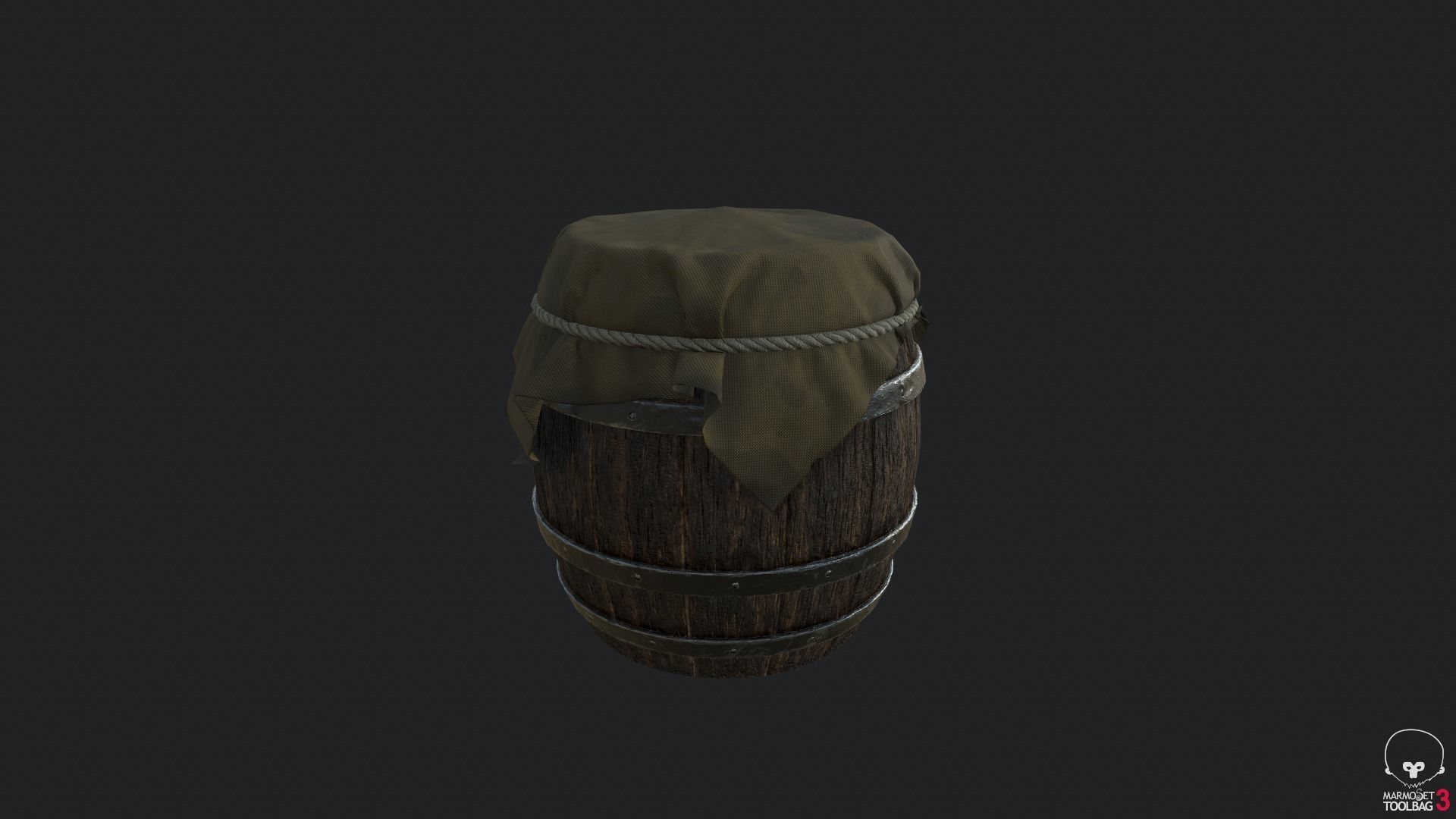 Medieval Barrel PBR Low Poly Low-poly 3D model_4