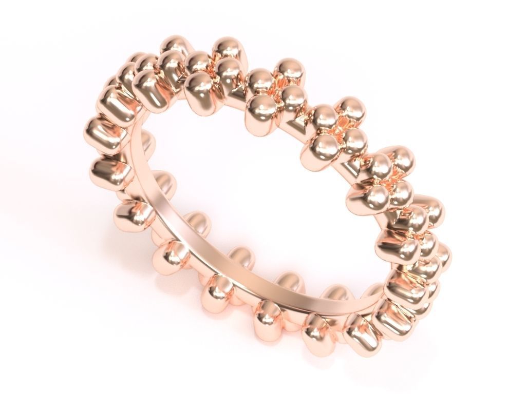 BEADED CROWN RING 3D print model_2