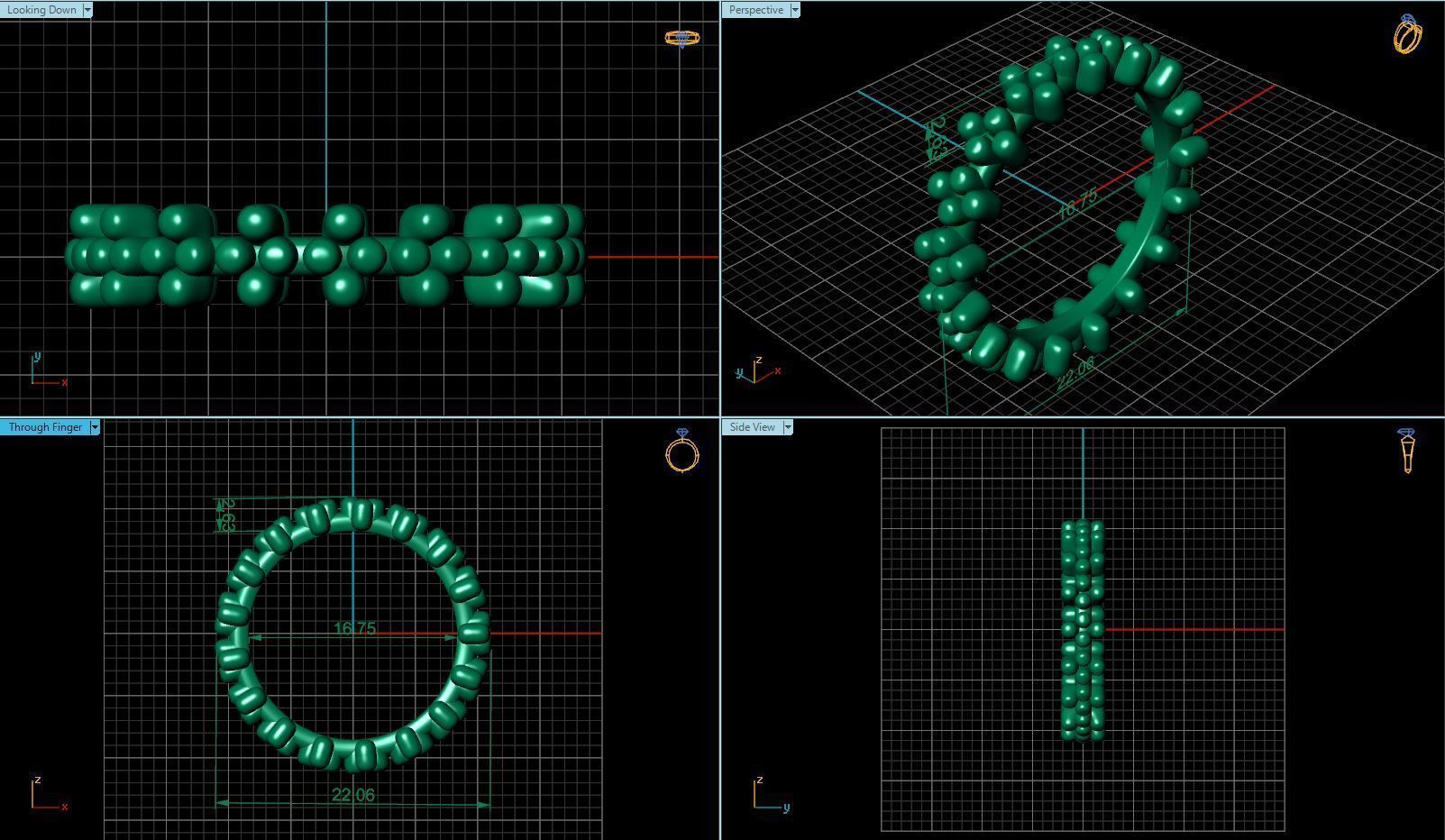 BEADED CROWN RING 3D print model_5