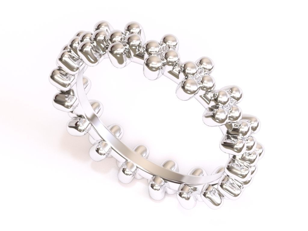 BEADED CROWN RING 3D print model_3