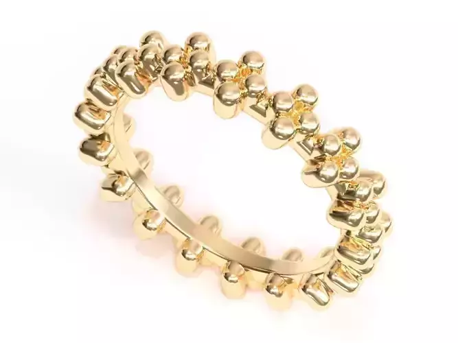 BEADED CROWN RING 3D print model