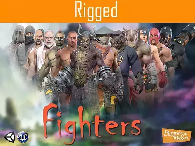 PBR Fighters Pack Low-poly 3D model