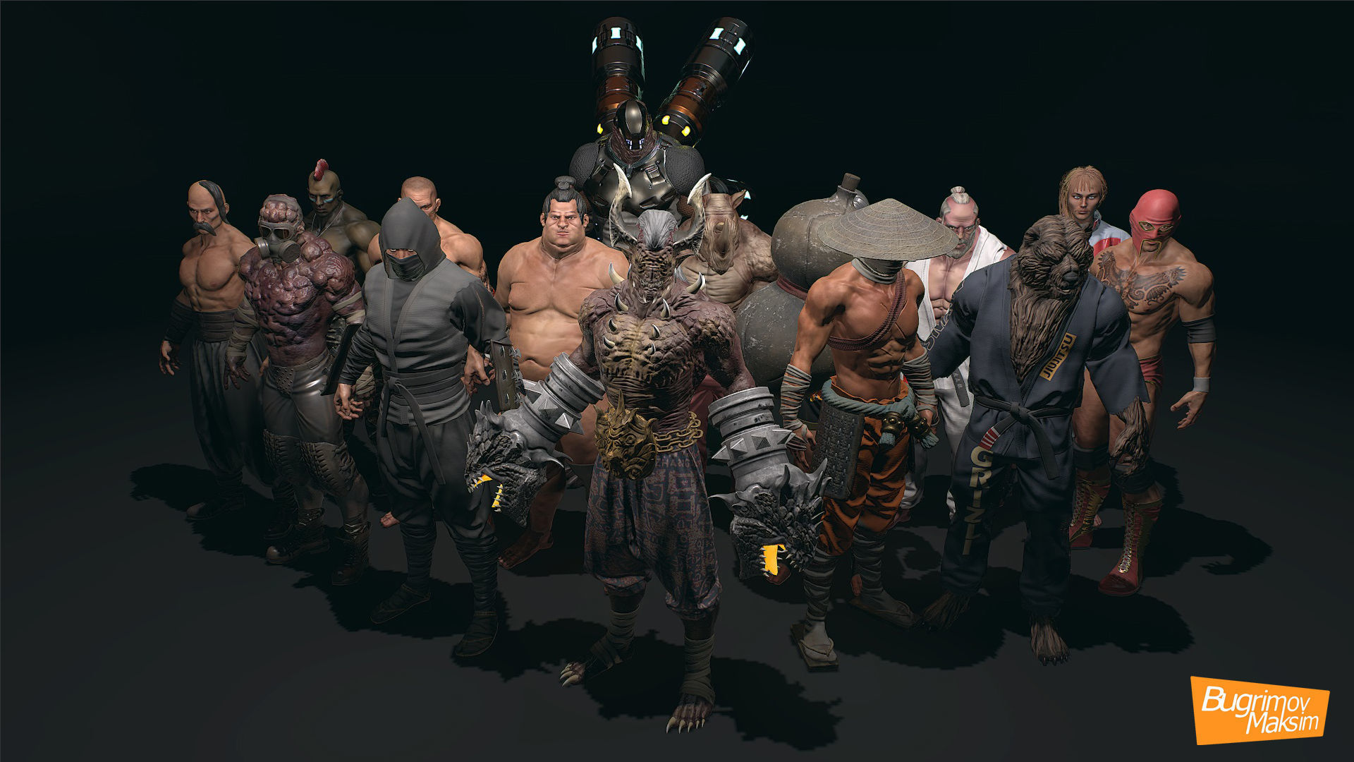 PBR Fighters Pack Low-poly 3D model_3