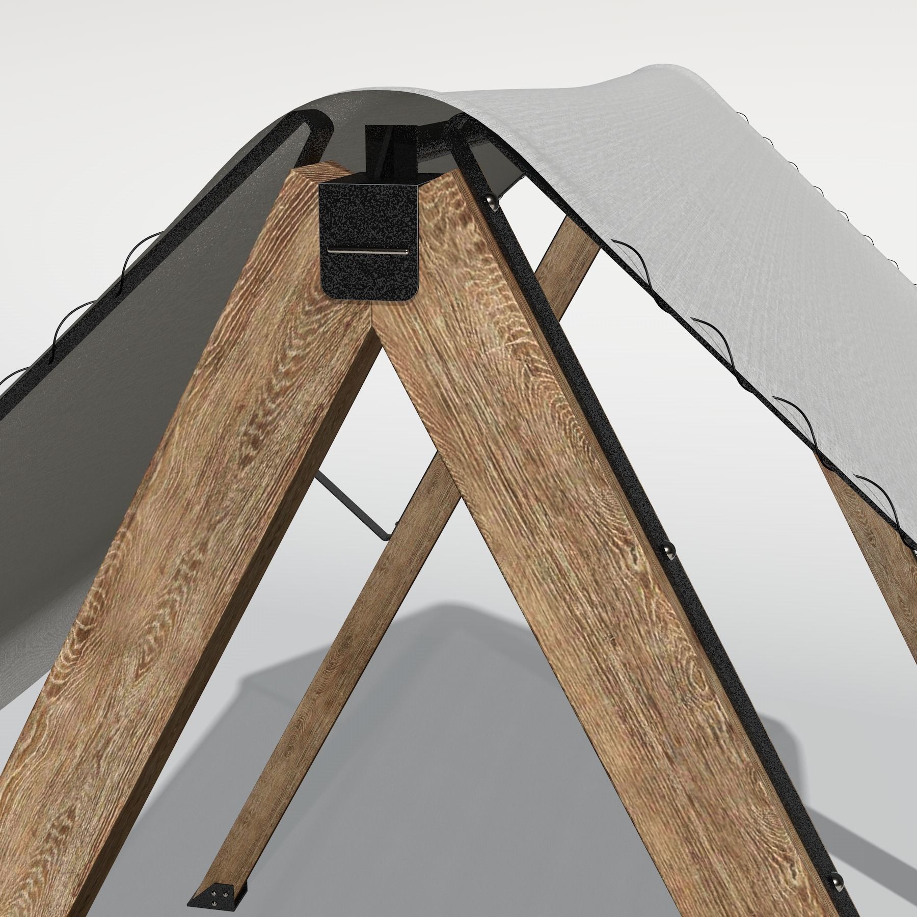 Textile wooden sunshade  3D model_5