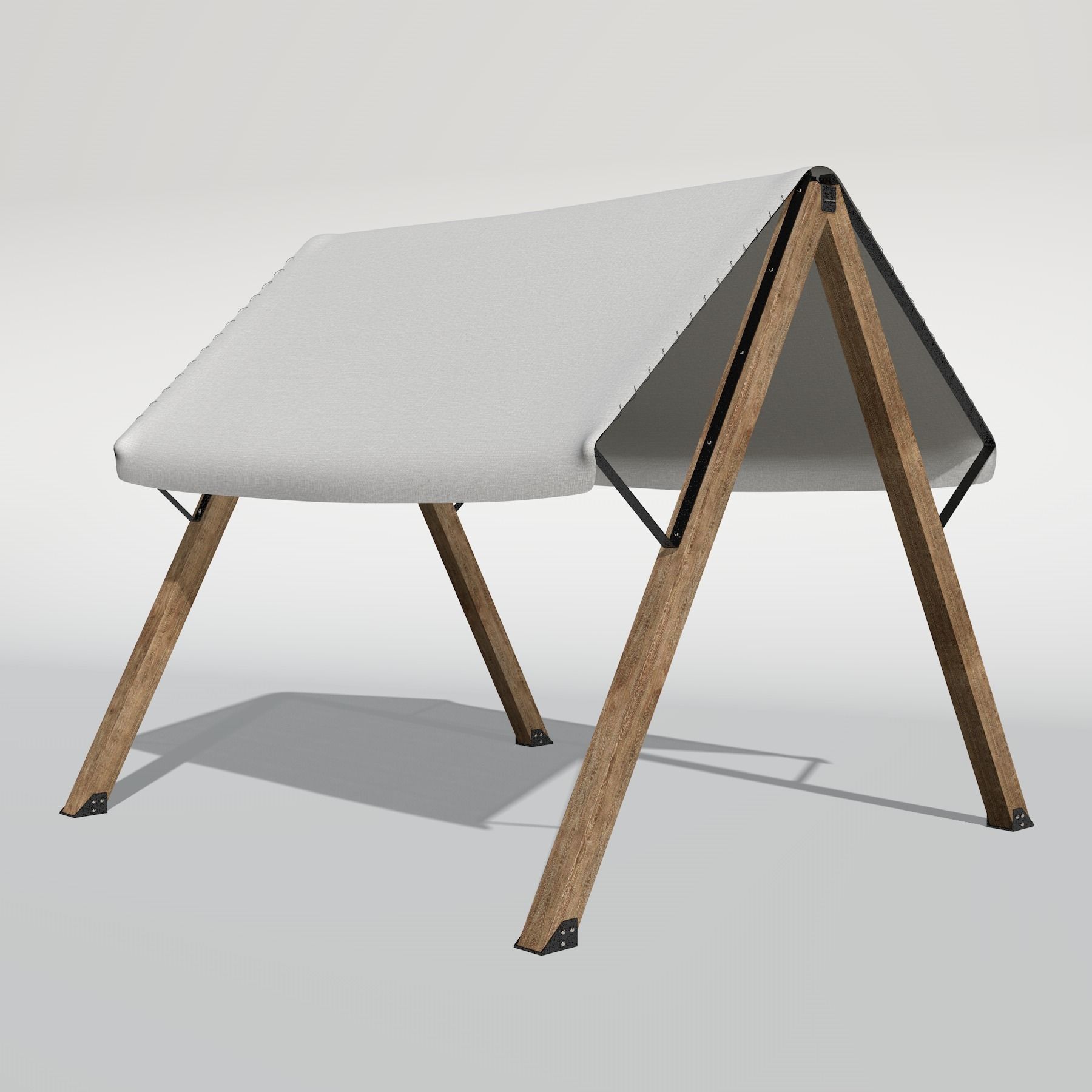 Textile wooden sunshade  3D model_2