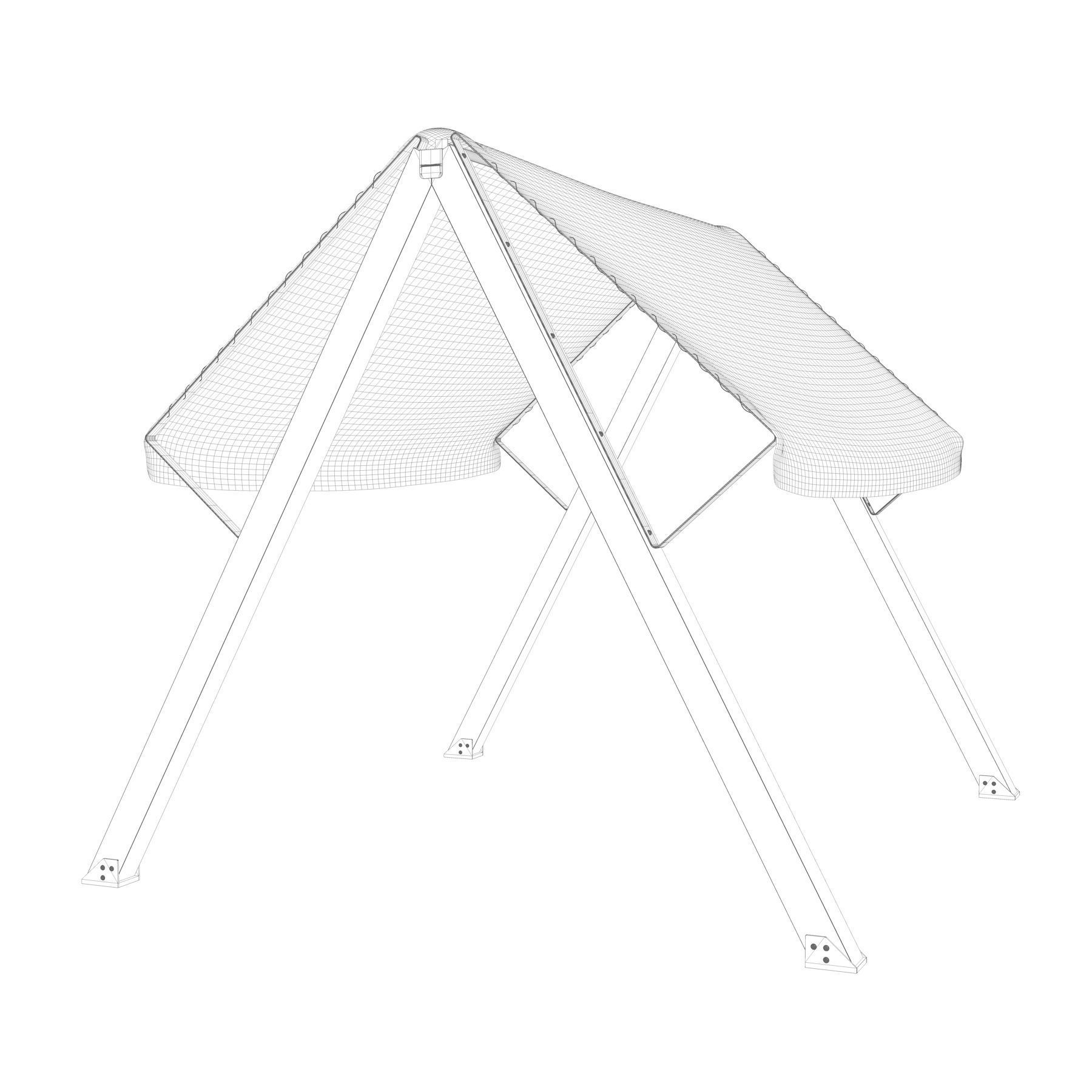 Textile wooden sunshade  3D model_1