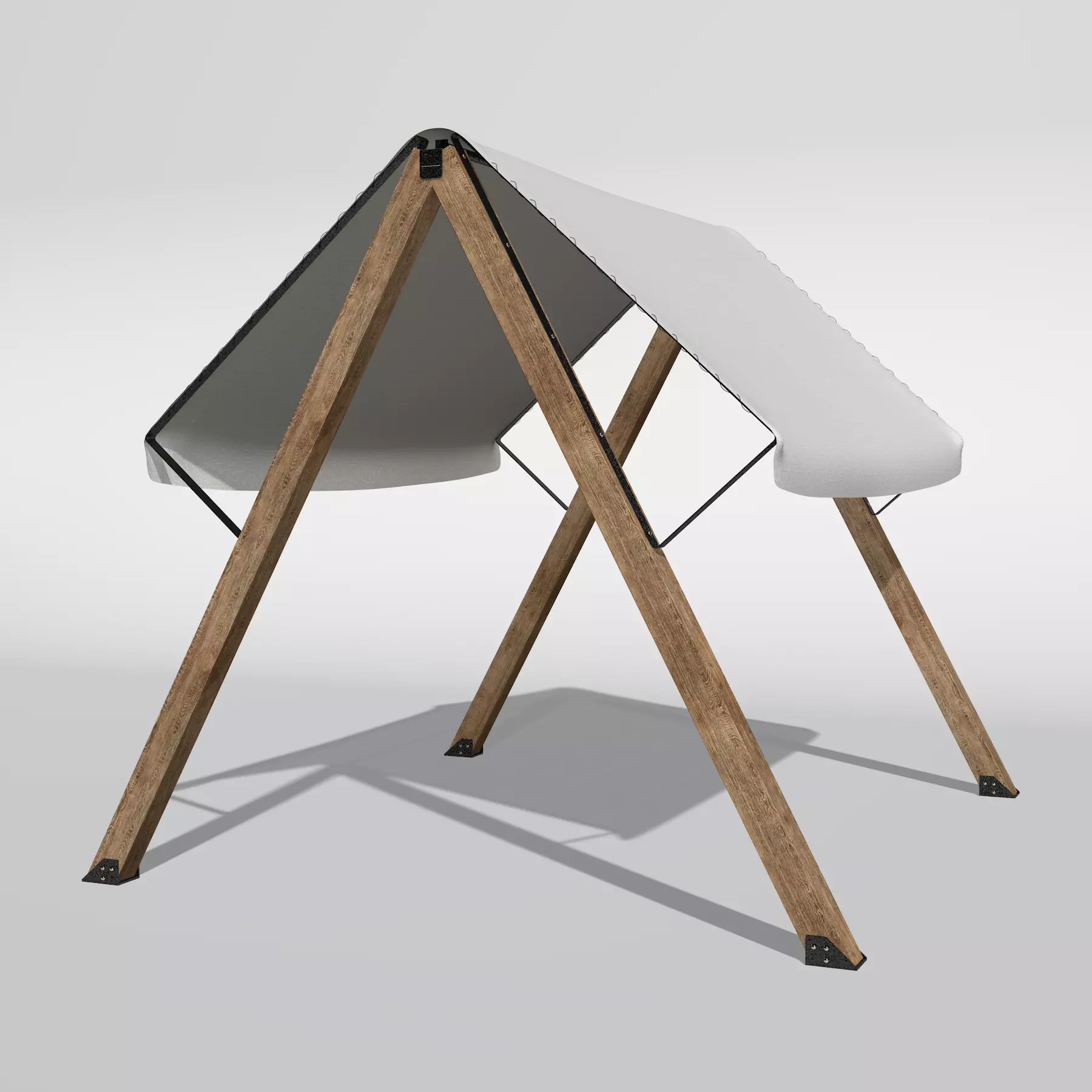 Textile wooden sunshade  3D model_0
