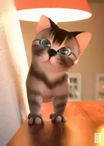 Kitten cartoon cat with eyes