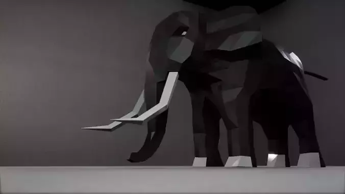 Low Poly Elephant - Rigged 