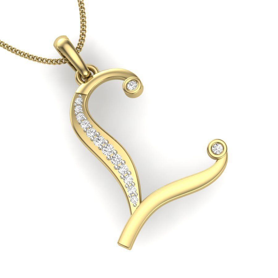 Alphabet-L pendant 3dm render detail 3D print model 3D print model_3