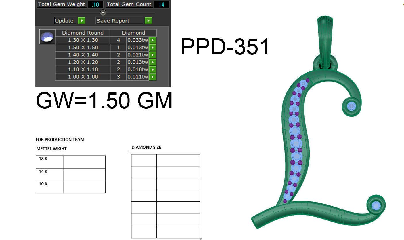 Alphabet-L pendant 3dm render detail 3D print model 3D print model_6
