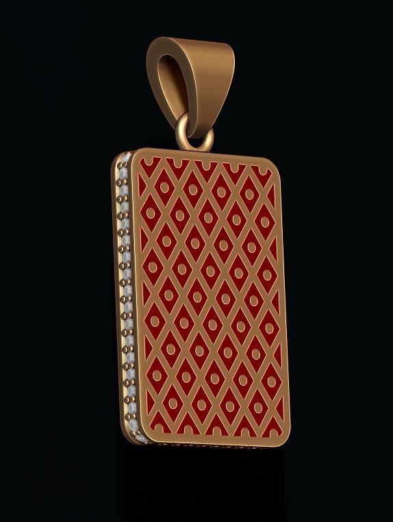 Heart queen playing card pendant 3D print model_3