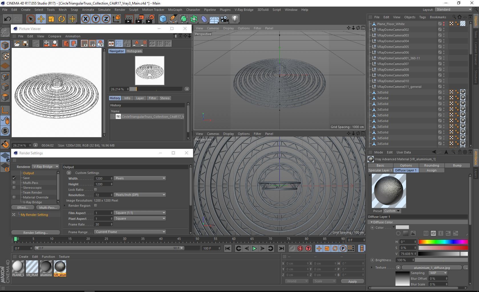 Circle Triangular Truss Modular Collection 10 Modular Pieces 3D model_28