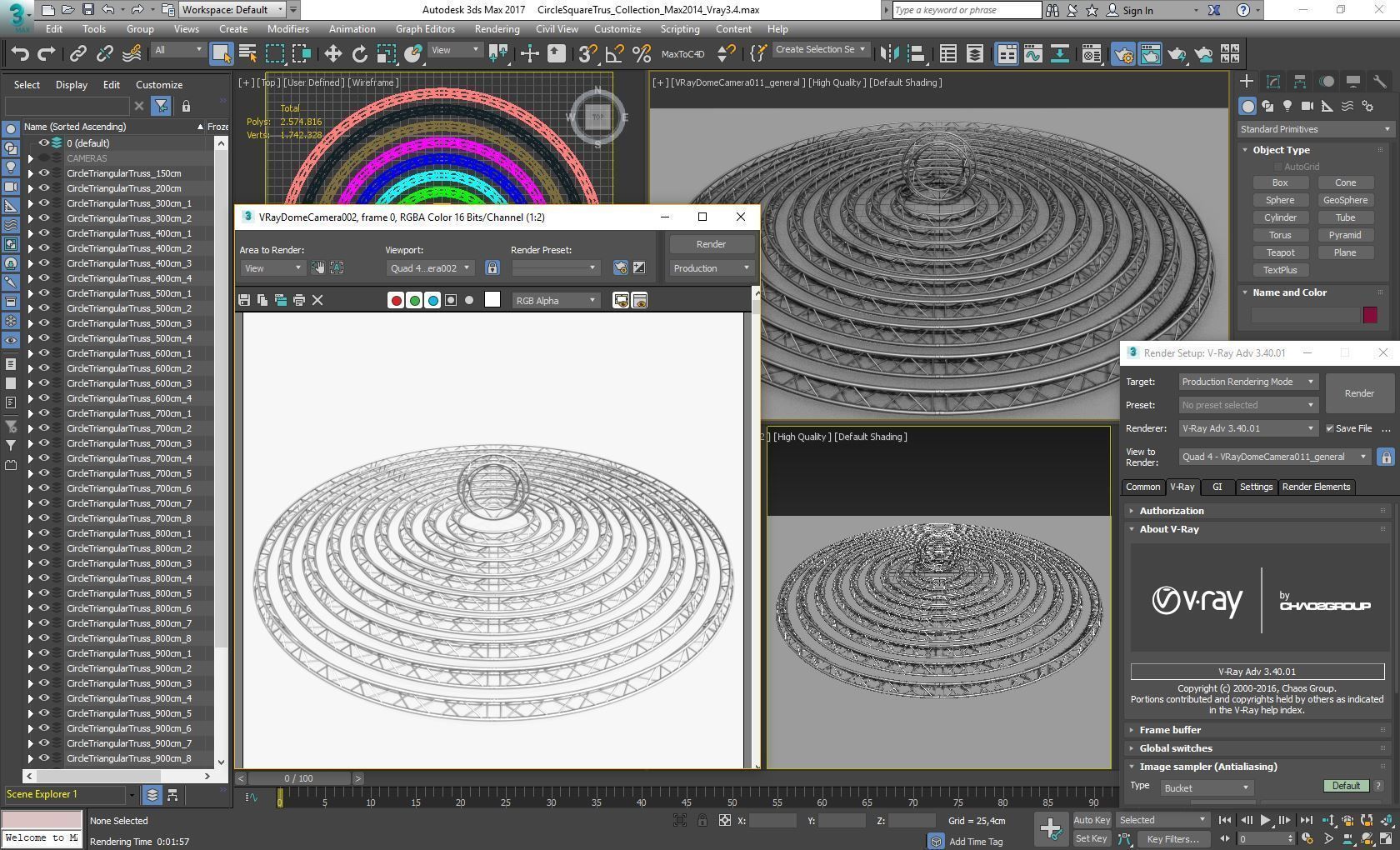 Circle Triangular Truss Modular Collection 10 Modular Pieces 3D model_27