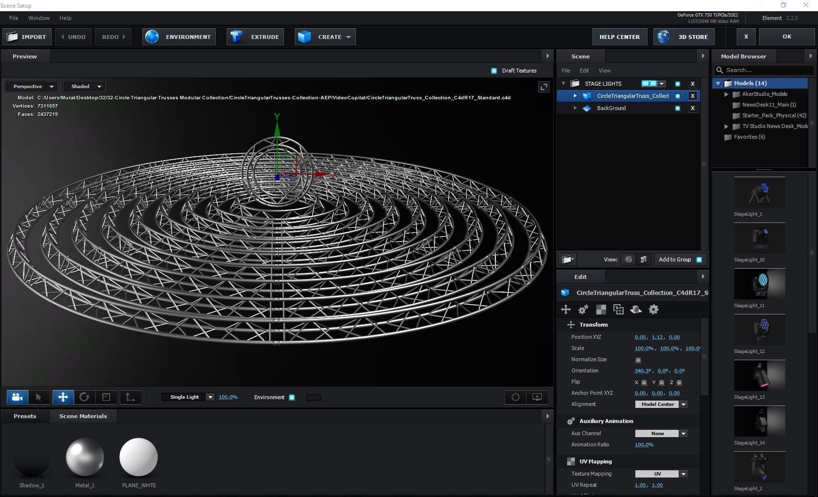 Circle Triangular Truss Modular Collection 10 Modular Pieces 3D model_31