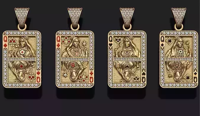 playing cards Queen pack set 3D print model