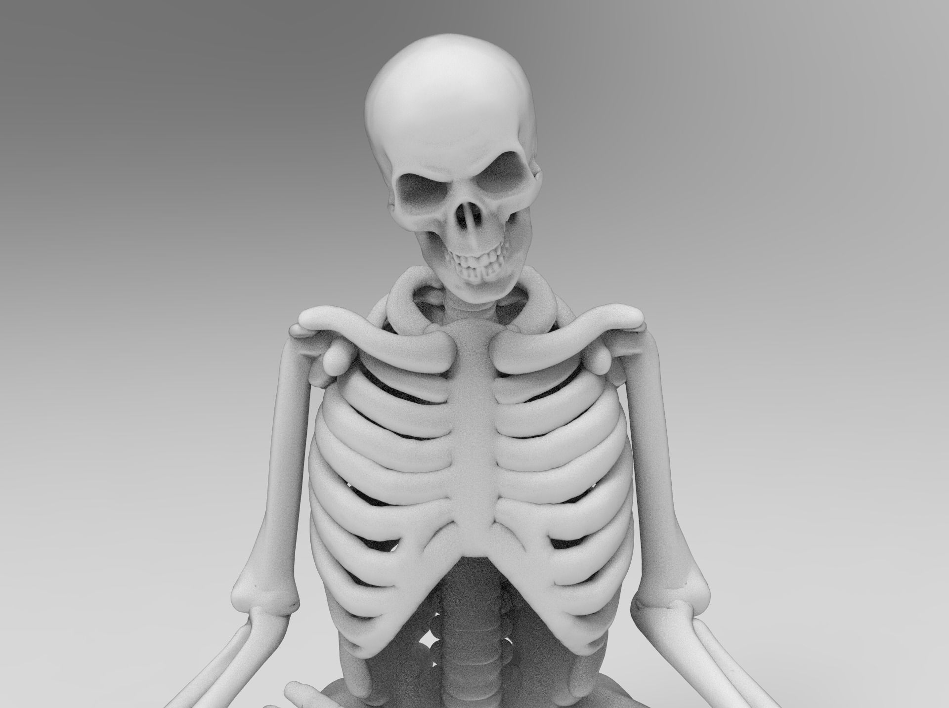 Meditating Skeleton in lotus pose 3D print model_1