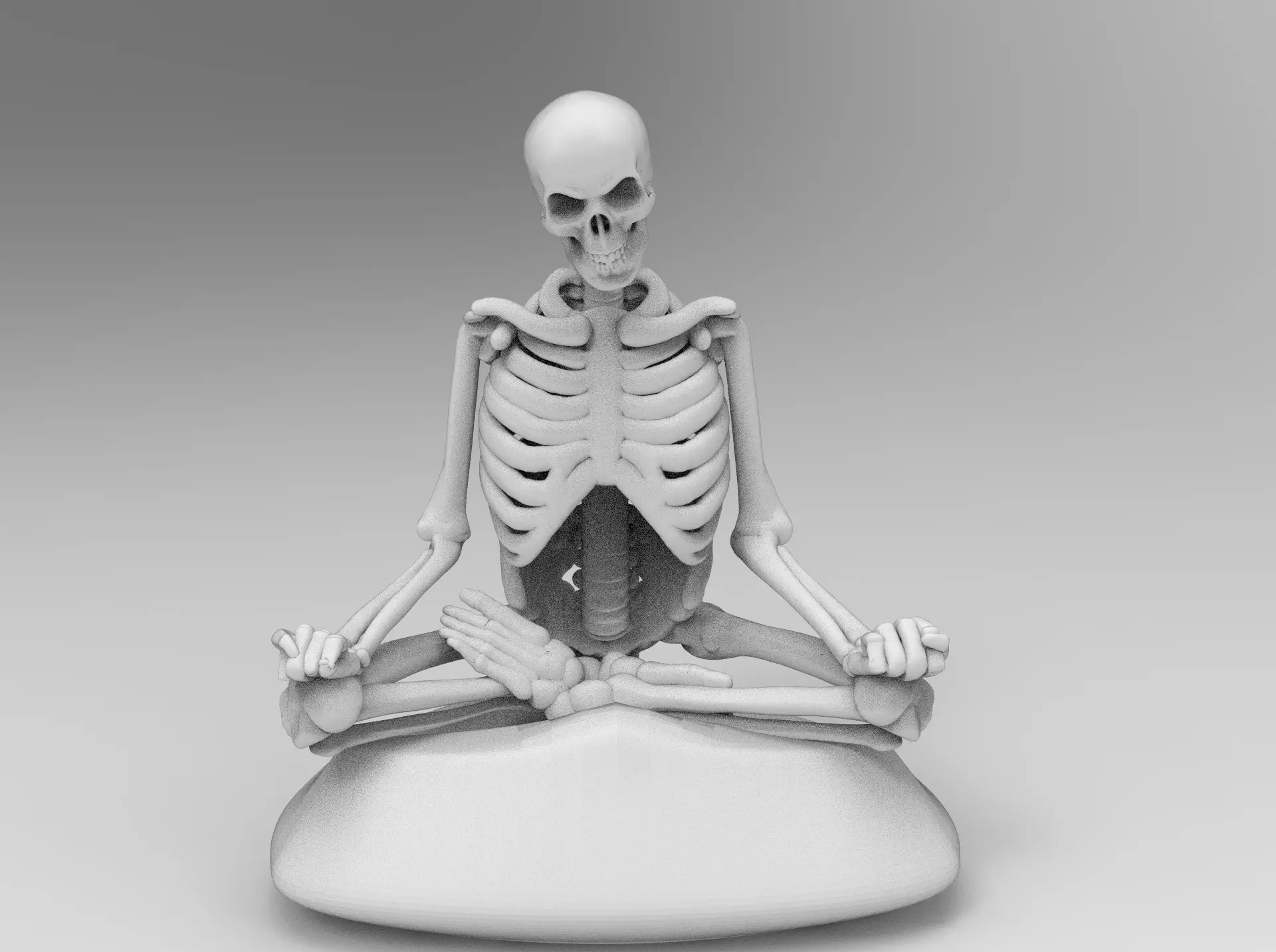Meditating Skeleton in lotus pose 3D print model_0