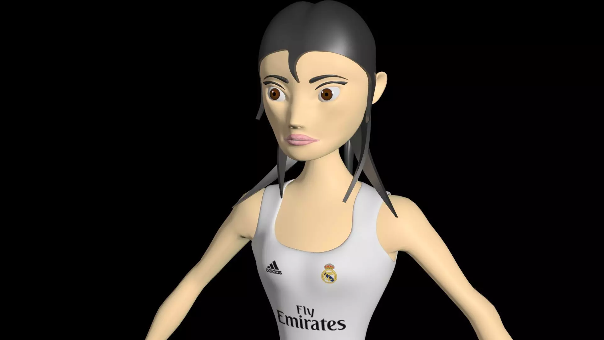 Woman in tank top and leggings Free 3D model_0