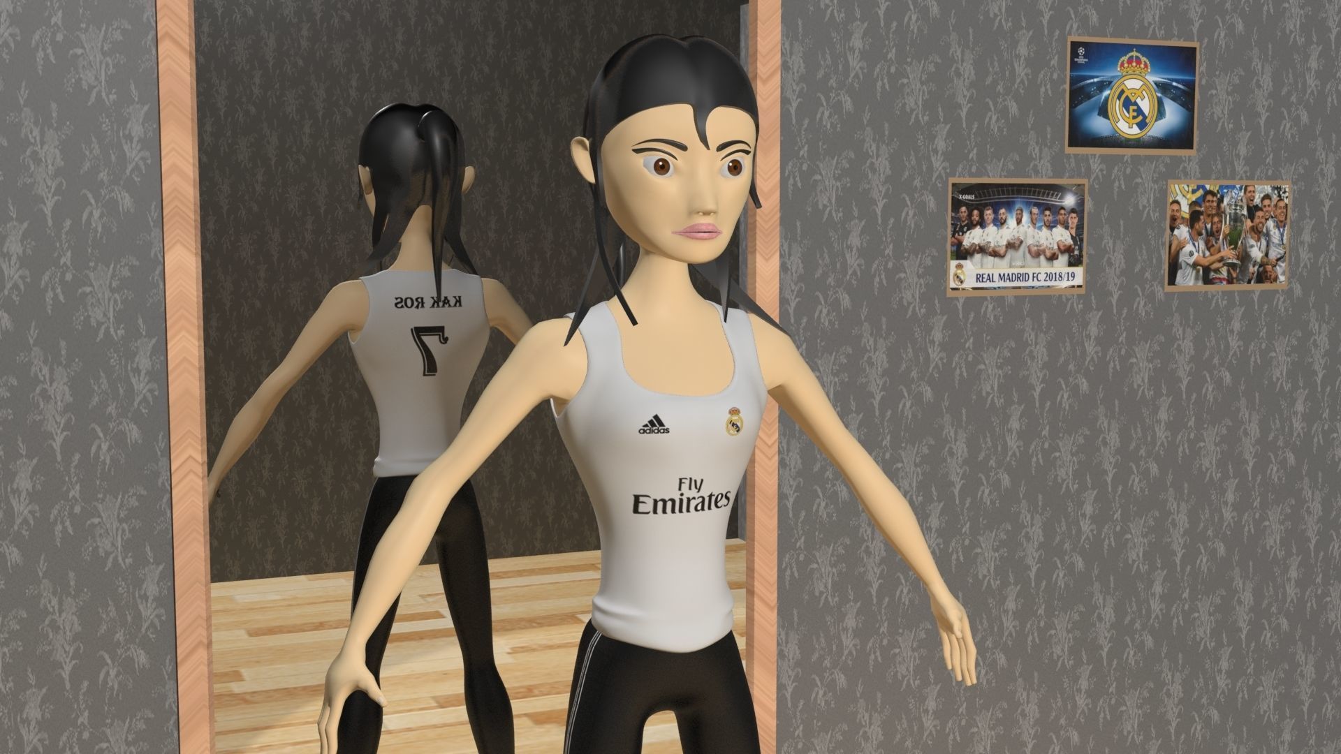 Woman in tank top and leggings Free 3D model_1