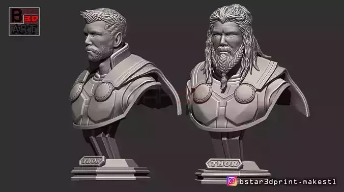 Thor Bust Avenger 4 bust - 2 Heads - Infinity war - Endgame 3D print model