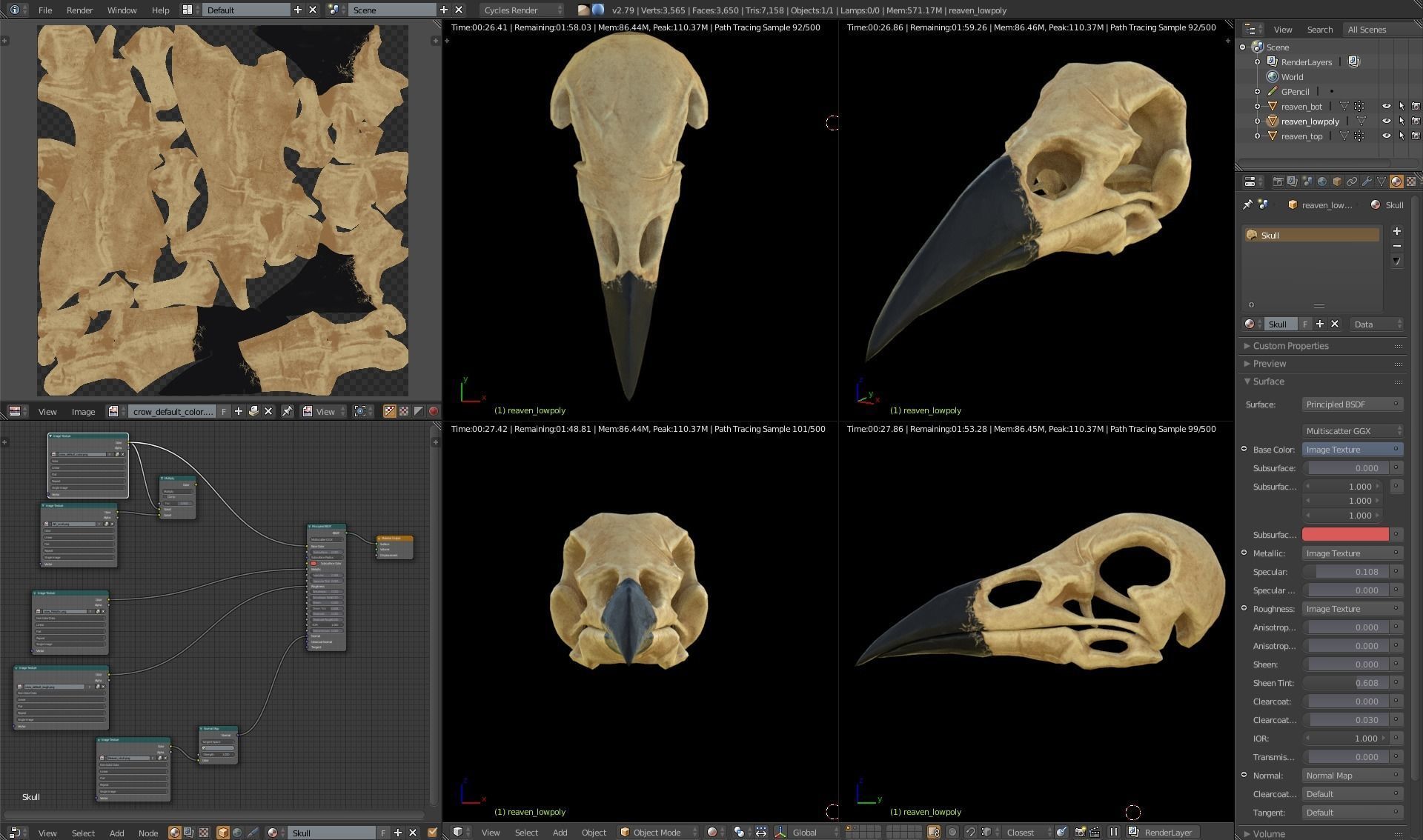 Raven skull Low-poly 3D model_6