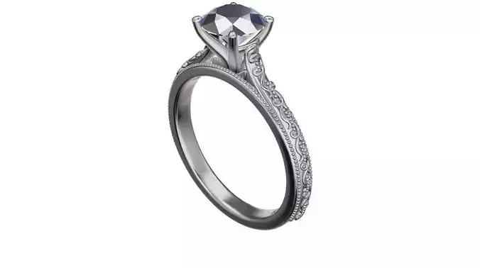 art nouveau ring 3D print model