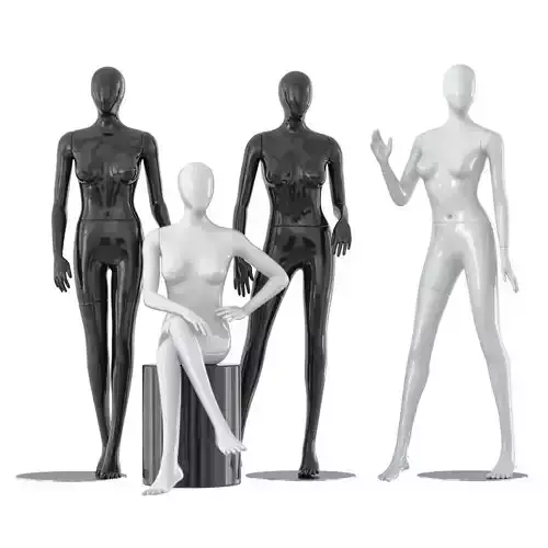 Four faceless female mannequins 25 3D model
