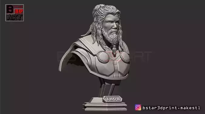 Thor Long Beard Bust-Avenger -Infinity war -Endgame -Marvel 3D print model
