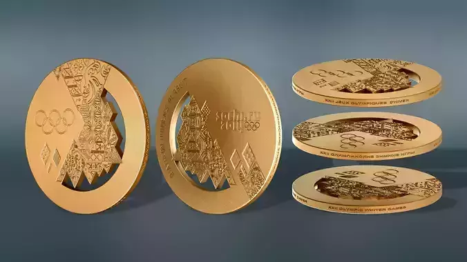 Sochi 2014 Olympic Medal 3D model