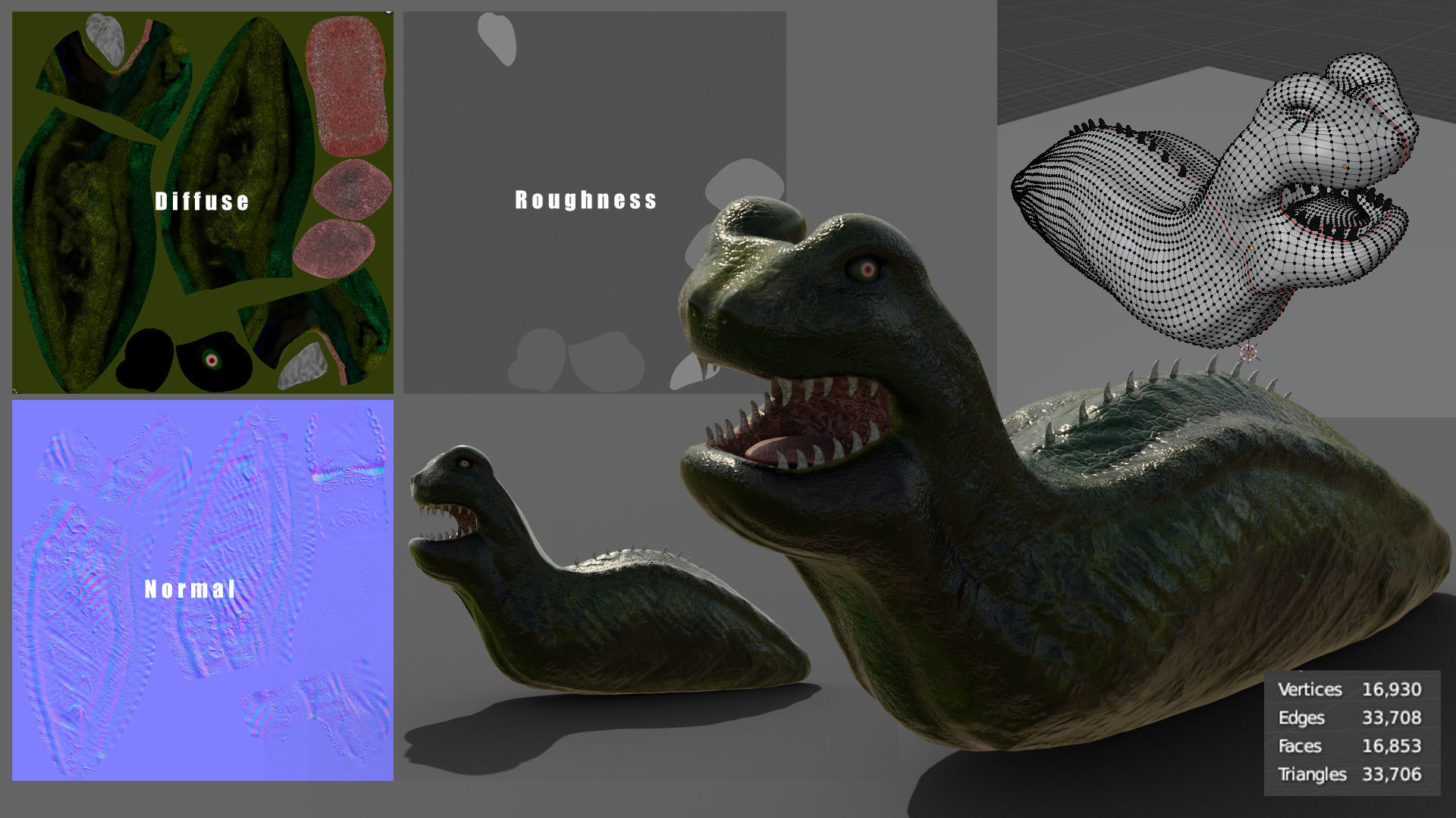 Monsterslug Lowpoly Engine Ready  Low-poly 3D model_9