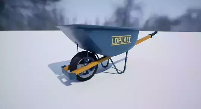 wheelbarrow PBR in snow 3D model