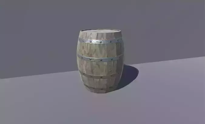 Low-Polygon wooden barrel