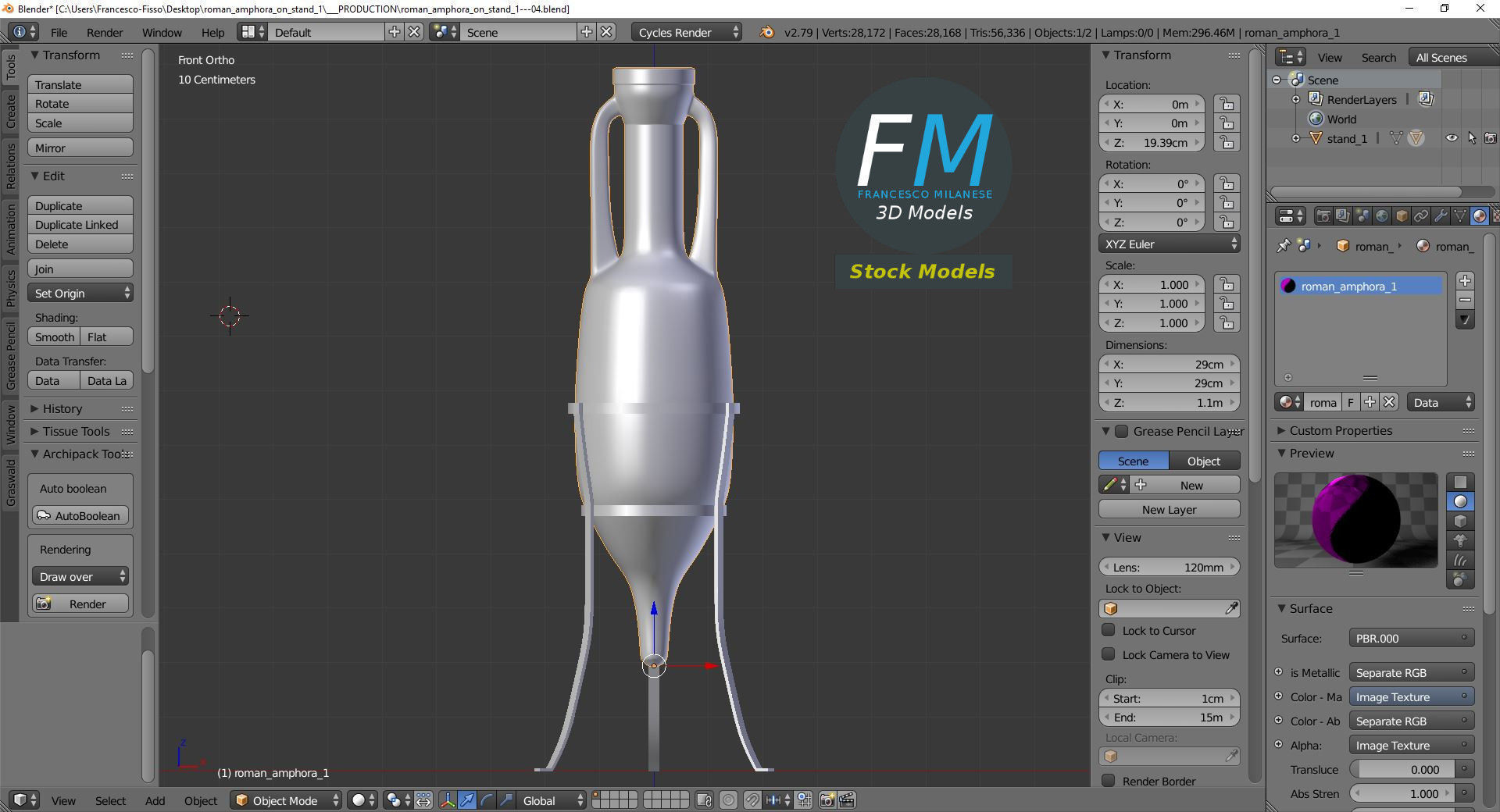 Roman amphora on stand 1 3D model_9