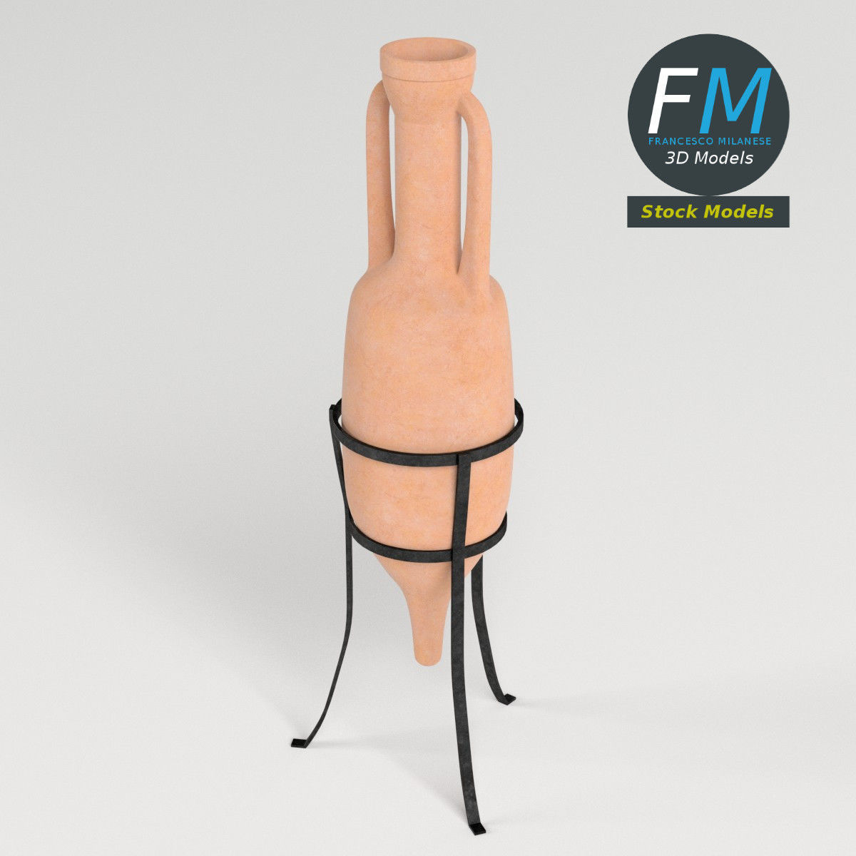 Roman amphora on stand 1 3D model_2