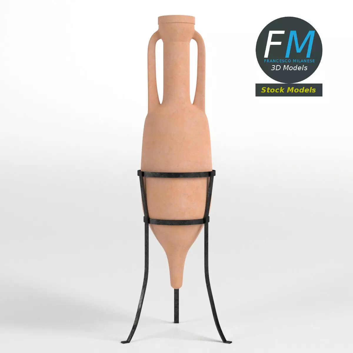 Roman amphora on stand 1 3D model_0