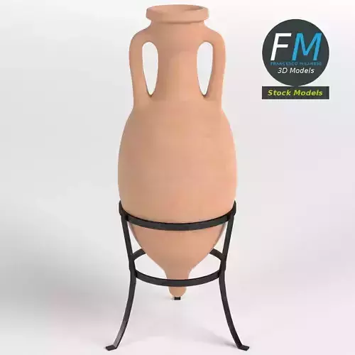 Roman amphora on stand 2 3D model